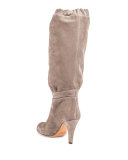 Suede 90mm Knee Boot, Ship Gray