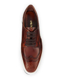 Platform Brogue-Trim Leather Oxford, Tobacco (Tabacco)