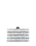 Jean Striped Acrylic Confetti Clutch Bag, White/Silver