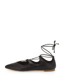 Ambra Lace-Up Ballerina Flat, Black