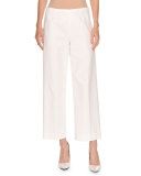 Amandine Wide-Leg Cropped Pants, White