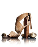 Beatrice Leather & Suede Wrap Sandal, Sand