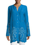 Jennifer Button-Front Eyelet Blouse, Plus Size 