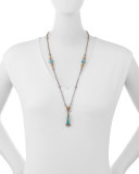 Carved Blue Chrysocolla Y-Drop Necklace