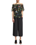 Edie Pleated Wool-Blend Culottes, Black