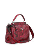 Dotcom Medium Painted Python Satchel Bag, Bordeaux