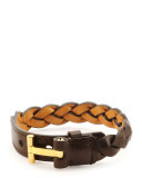 Nashville Men's Braided Leather Bracelet, Dark Brown
