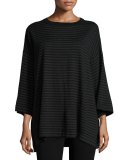 Striped Merino Top, Charcoal/Black