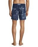 Moorea Bubble-Print Swim Trunks, Blue Marine