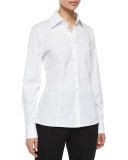 Cotton Blouse w/Crystal Cuffs
