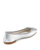 Cendrillon Metallic Leather Ballerina Flat, Silver (Argento)