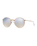 Iridescent Round Flash Sunglasses, Gray/Bronze