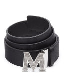 Men's Be Jeweled M-Buckle Leather Belt