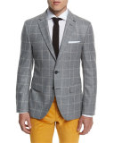 Jayson Windowpane Two-Button Sport Coat, Gray