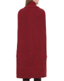 Ribbed Cashmere Knit Cape, Miracle Berry