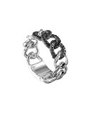 Lava Round Link Band Ring with Black Sapphire