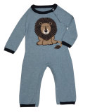 Lion Cotton-Cashmere Coverall, Light Blue, Size 0-12 Months