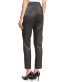 Emma Shimmery Melange Cropped Pants, Gray Melange