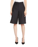 Wool-Blend High-Waist Culottes, Black