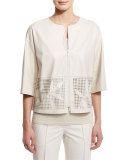 Sabina Laser-Cut Leather Short Jacket 