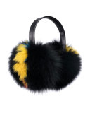 Janine Leather & Fur Earmuffs, Black/Multi
