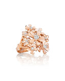 Wonderland 18K Rose Gold Diamond Orchid Ring, Size 6