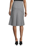 Check-Print A-Line Skirt, Black/White