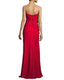 Silk Sweetheart Column Gown, Red