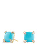 Châtelaine 8mm Turquoise & Diamond Earrings