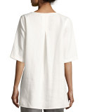 Half-Sleeve Two-Pocket Linen Tunic 