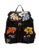 Hawaiian Double-Pocket Backpack, Black (Nero)