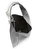 Estia Metal Scars Leather Hobo Bag, Steel