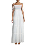 Smocked Off-the-Shoulder Beach Maxi Dress