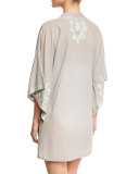 Primland Embroidered Short Caftan Coverup, Dove Gray