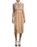 Hinkley Lace Cape Midi Dress, Nude