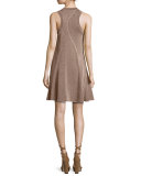 Metallic Sleeveless Racerback Dress, Bronze
