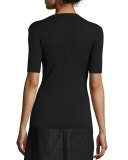 Classic Rib Short-Sleeve Tee, Noir