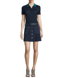 Alice Colorblock Half-Zip Polo Shirt, Navy