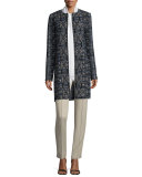 Pintucked Piqué Ankle Pants, Beige
