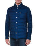 Quilted Button-Down Field Jacket, Blue
