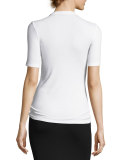 Short-Sleeve Fitted Jersey Tee, White