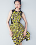 Sleeveless Floral-Print Cocktail Dress, Citron