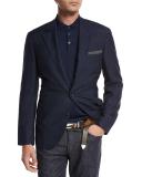 Micro-Madras Two-Button Sport Coat, Cobalt
