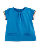 Gisselle Pintucked Jersey Tee, Blue, Size 4-14