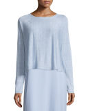 Long-Sleeve Organic Linen Short Top