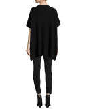 Cashmere Ribbed Easy Poncho Sweater
