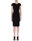 Gylia V-Neck Sheath Dress, Black