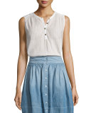 The Camila Sleeveless Henley Top, Dirty White Dashwood Veil