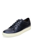 Cap-Toe Shiny Leather Low-Top Sneaker, Blue