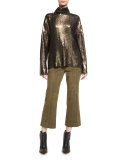 Alain Suede Cropped Boot-Cut Pants